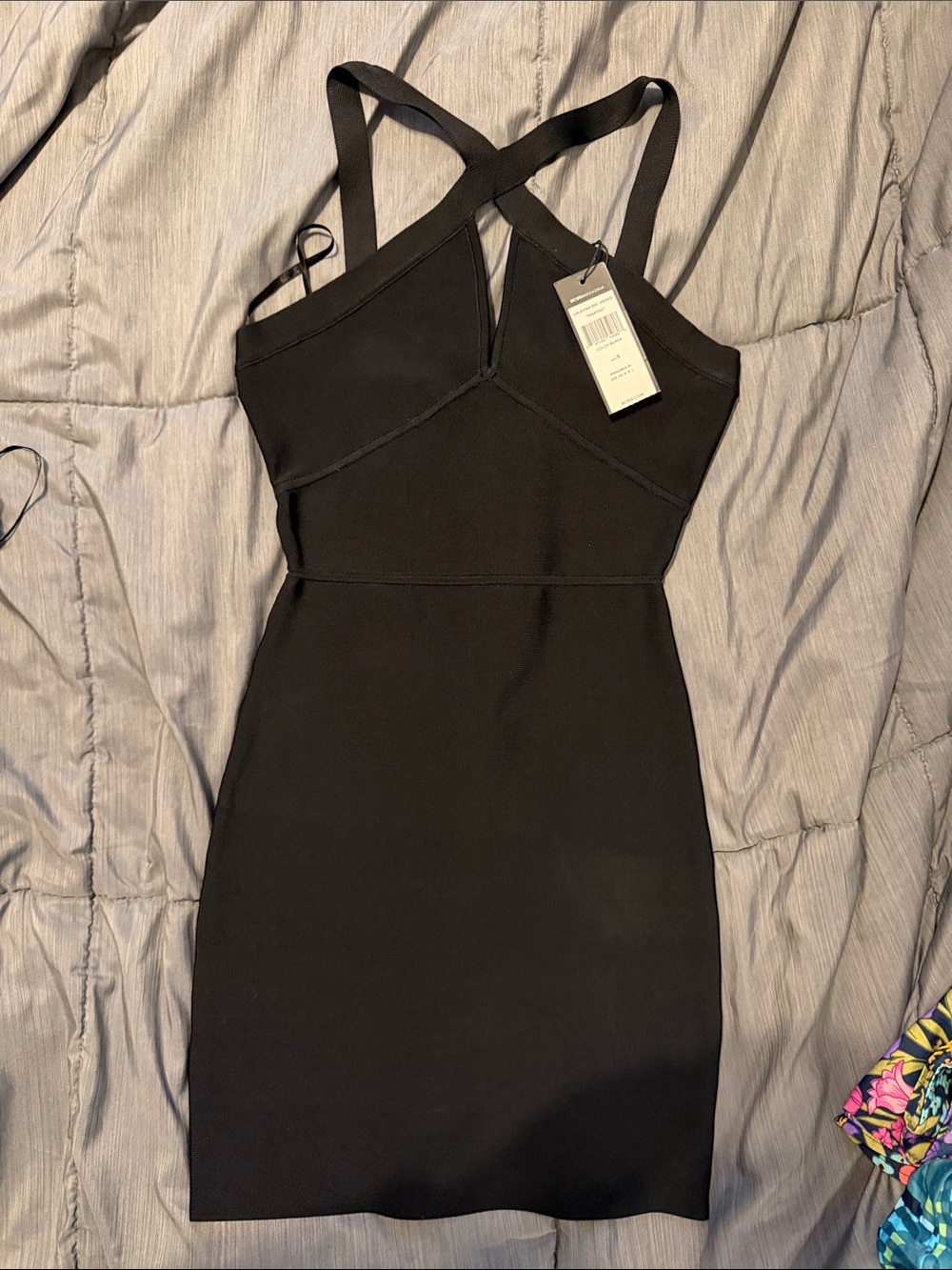 BCBGMaxAzria Black Crisscross Strap Bodycon Mini Dress